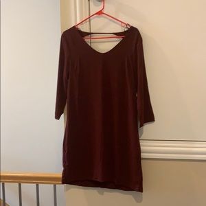 Wine half sleeve dress